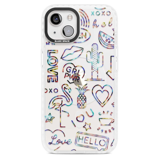 Funky nebula Neon Sign Phone Case iPhone 15 Plus / Magsafe Impact Case,iPhone 15 / Magsafe Impact Case Blanc Space