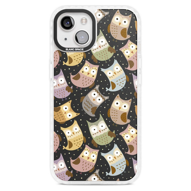 Cute Owl Pattern Phone Case iPhone 15 Plus / Magsafe Impact Case,iPhone 15 / Magsafe Impact Case Blanc Space