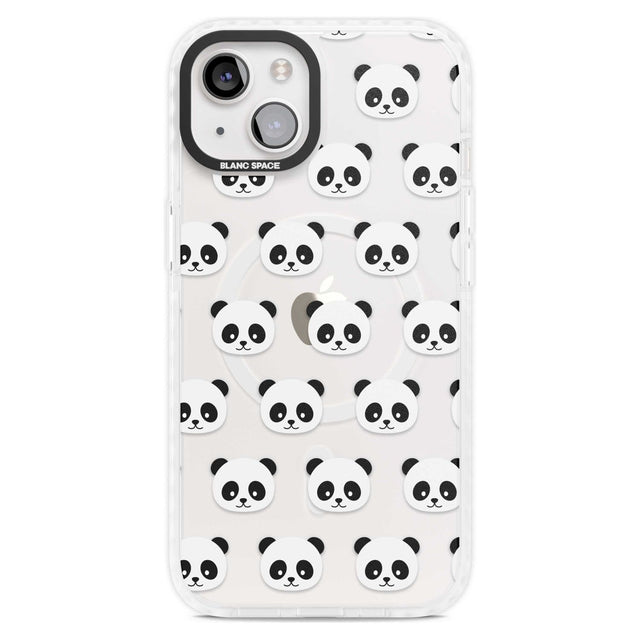 Panda Face Pattern Phone Case iPhone 15 Plus / Magsafe Impact Case,iPhone 15 / Magsafe Impact Case Blanc Space