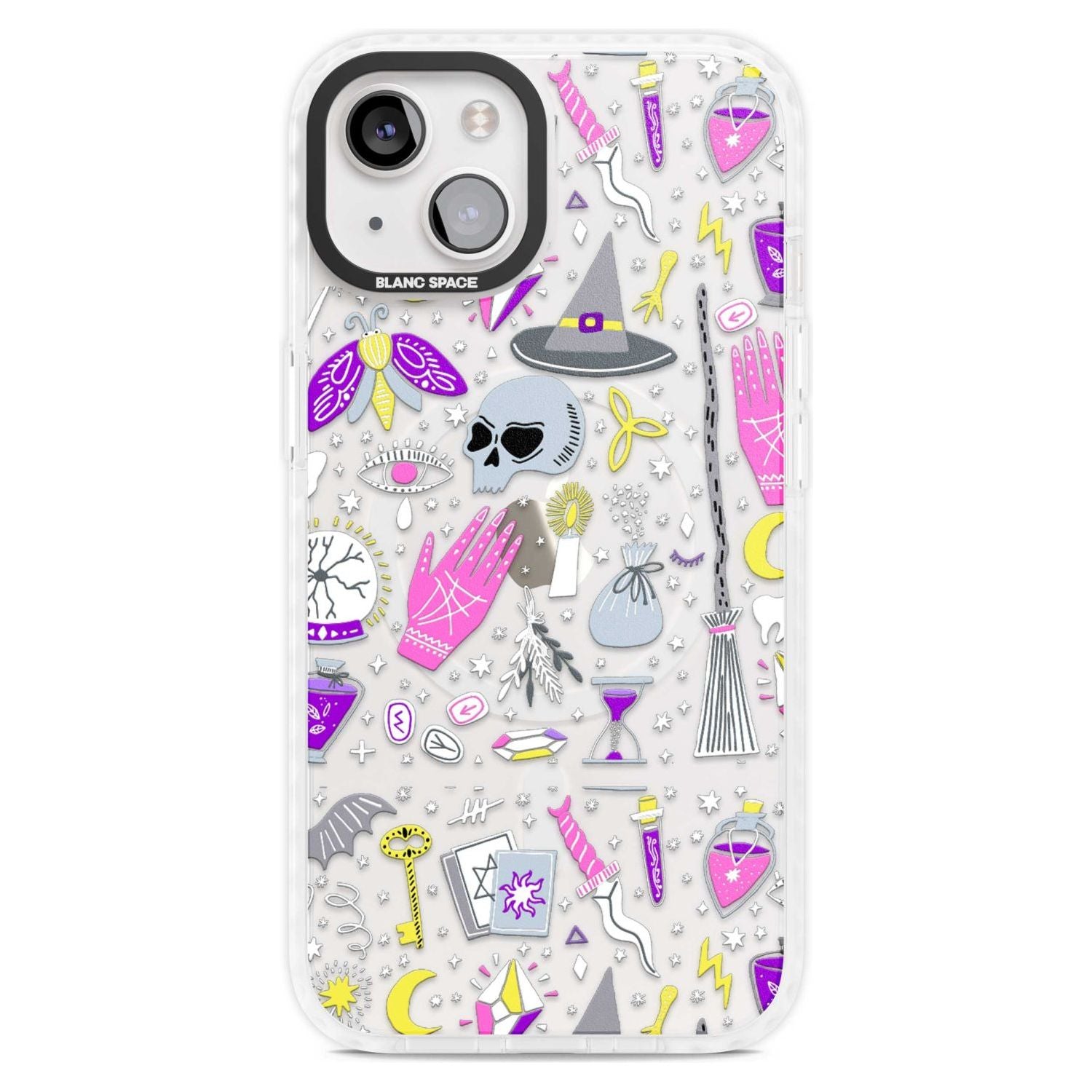Black Magic Pattern Phone Case iPhone 15 Plus / Magsafe Impact Case,iPhone 15 / Magsafe Impact Case Blanc Space