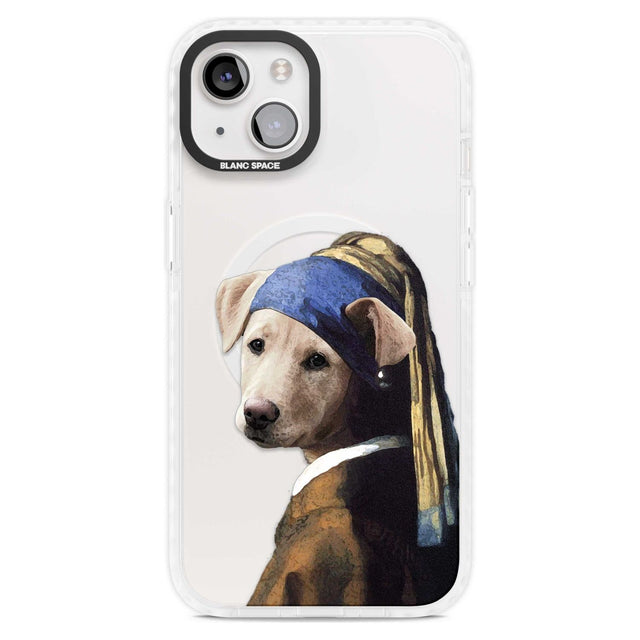 Doggo with a Pearl Earring Phone Case iPhone 15 Plus / Magsafe Impact Case,iPhone 15 / Magsafe Impact Case Blanc Space