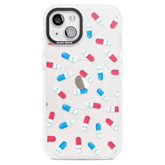 Kawaii Pill Pattern Phone Case iPhone 15 Plus / Magsafe Impact Case,iPhone 15 / Magsafe Impact Case Blanc Space