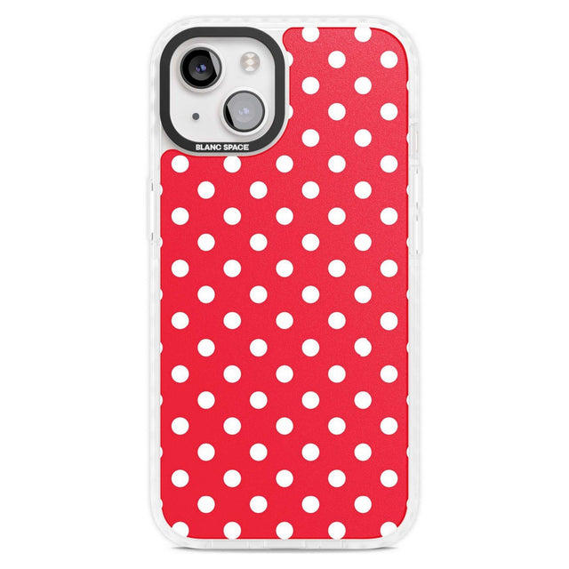 Designer Lava Red Polka Dot Phone Case iPhone 15 Plus / Magsafe Impact Case,iPhone 15 / Magsafe Impact Case Blanc Space