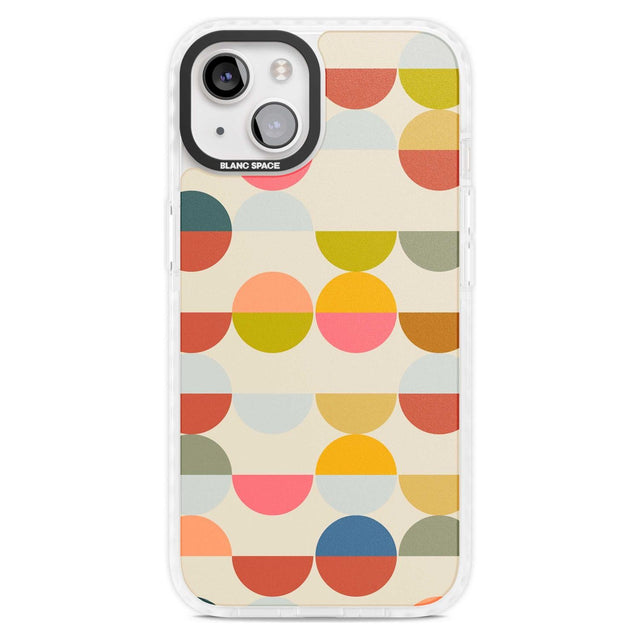Abstract Retro Shapes: Colourful Circles Phone Case iPhone 15 Plus / Magsafe Impact Case,iPhone 15 / Magsafe Impact Case Blanc Space