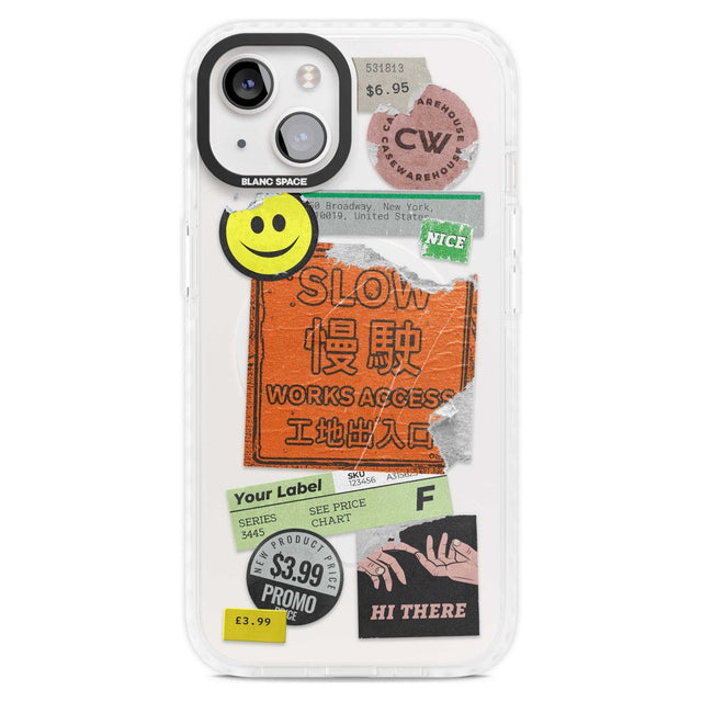 Kanji Signs Sticker Mix Phone Case iPhone 15 Plus / Magsafe Impact Case,iPhone 15 / Magsafe Impact Case Blanc Space