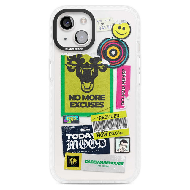 No More Excuses Sticker Mix Phone Case iPhone 15 Plus / Magsafe Impact Case,iPhone 15 / Magsafe Impact Case Blanc Space