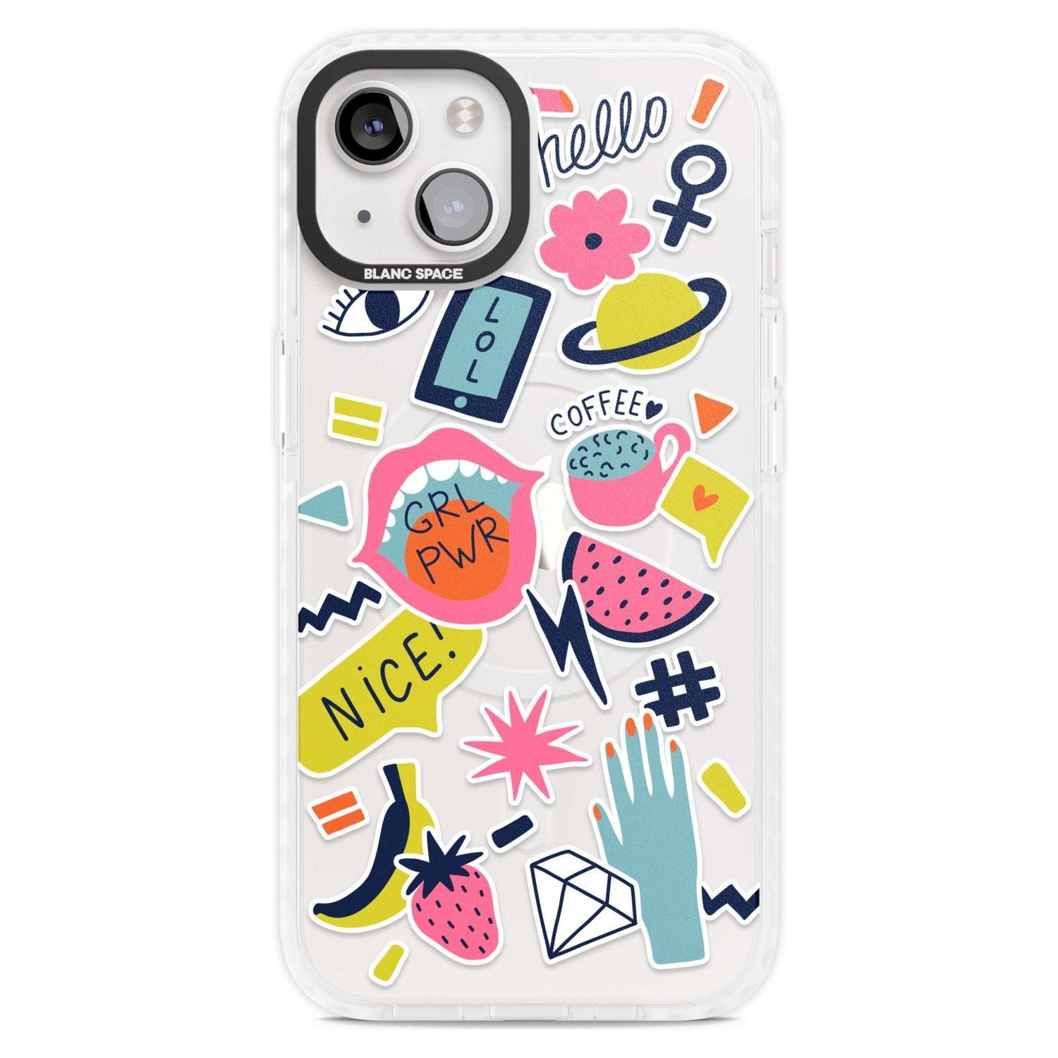 GRL PWR Phone Case iPhone 15 Plus / Magsafe Impact Case,iPhone 15 / Magsafe Impact Case Blanc Space