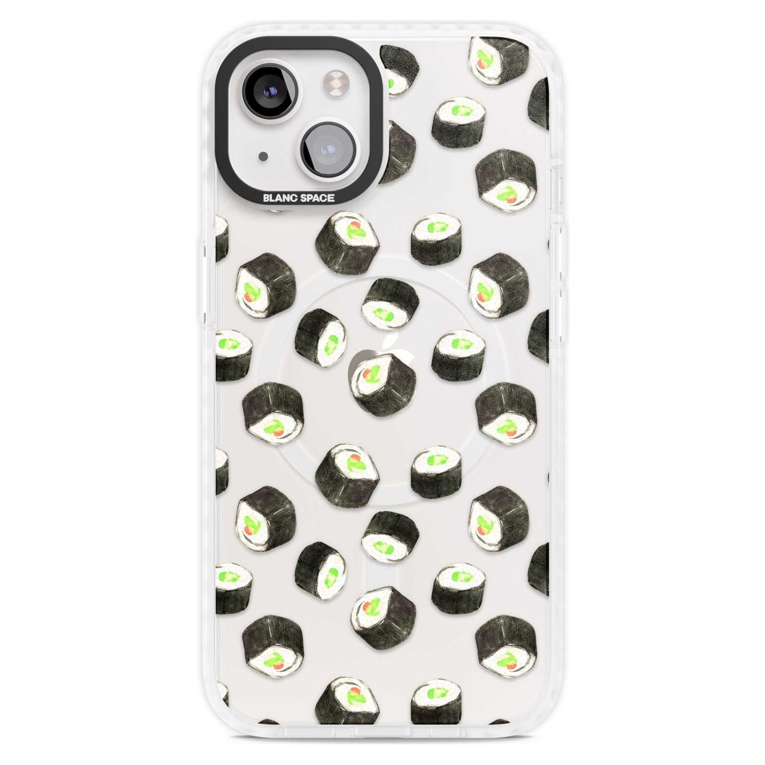 Maki Rolls Sushi Pattern Phone Case iPhone 15 Plus / Magsafe Impact Case,iPhone 15 / Magsafe Impact Case Blanc Space