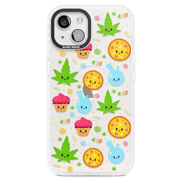 Kawaii Weed Pattern Phone Case iPhone 15 Plus / Magsafe Impact Case,iPhone 15 / Magsafe Impact Case Blanc Space
