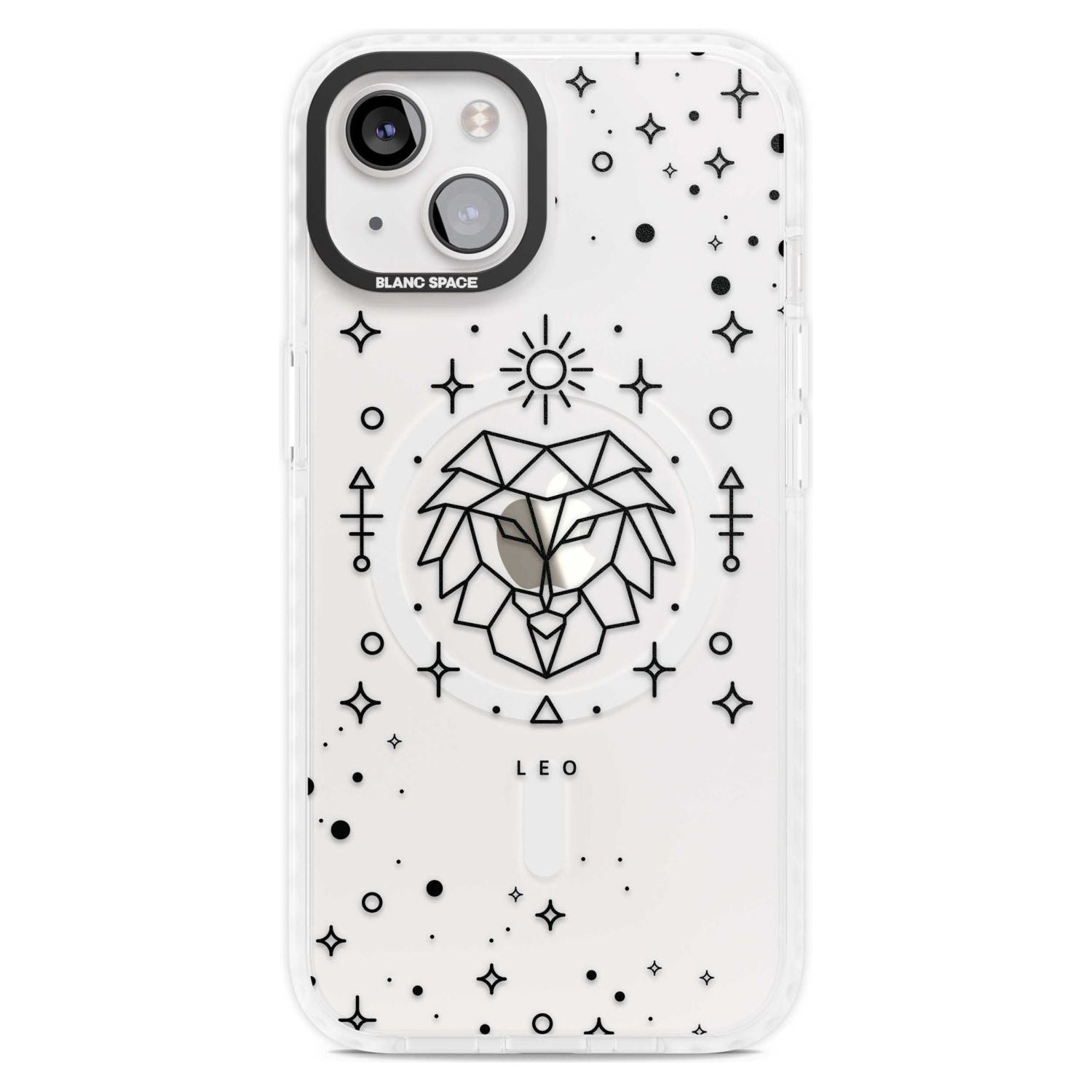Leo Emblem - Transparent Design Phone Case iPhone 15 Plus / Magsafe Impact Case,iPhone 15 / Magsafe Impact Case Blanc Space
