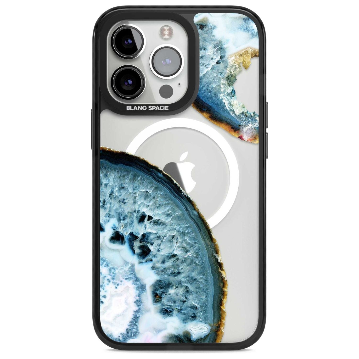 Blue, White & Yellow Agate Gemstone Phone Case iPhone 15 Pro Max / Magsafe Black Impact Case,iPhone 15 Pro / Magsafe Black Impact Case,iPhone 14 Pro Max / Magsafe Black Impact Case,iPhone 14 Pro / Magsafe Black Impact Case,iPhone 13 Pro / Magsafe Black Impact Case Blanc Space