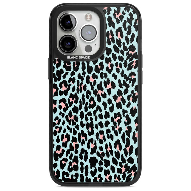 Light Pink on Blue Leopard Print Pattern Phone Case iPhone 15 Pro Max / Magsafe Black Impact Case,iPhone 15 Pro / Magsafe Black Impact Case,iPhone 14 Pro Max / Magsafe Black Impact Case,iPhone 14 Pro / Magsafe Black Impact Case,iPhone 13 Pro / Magsafe Black Impact Case Blanc Space