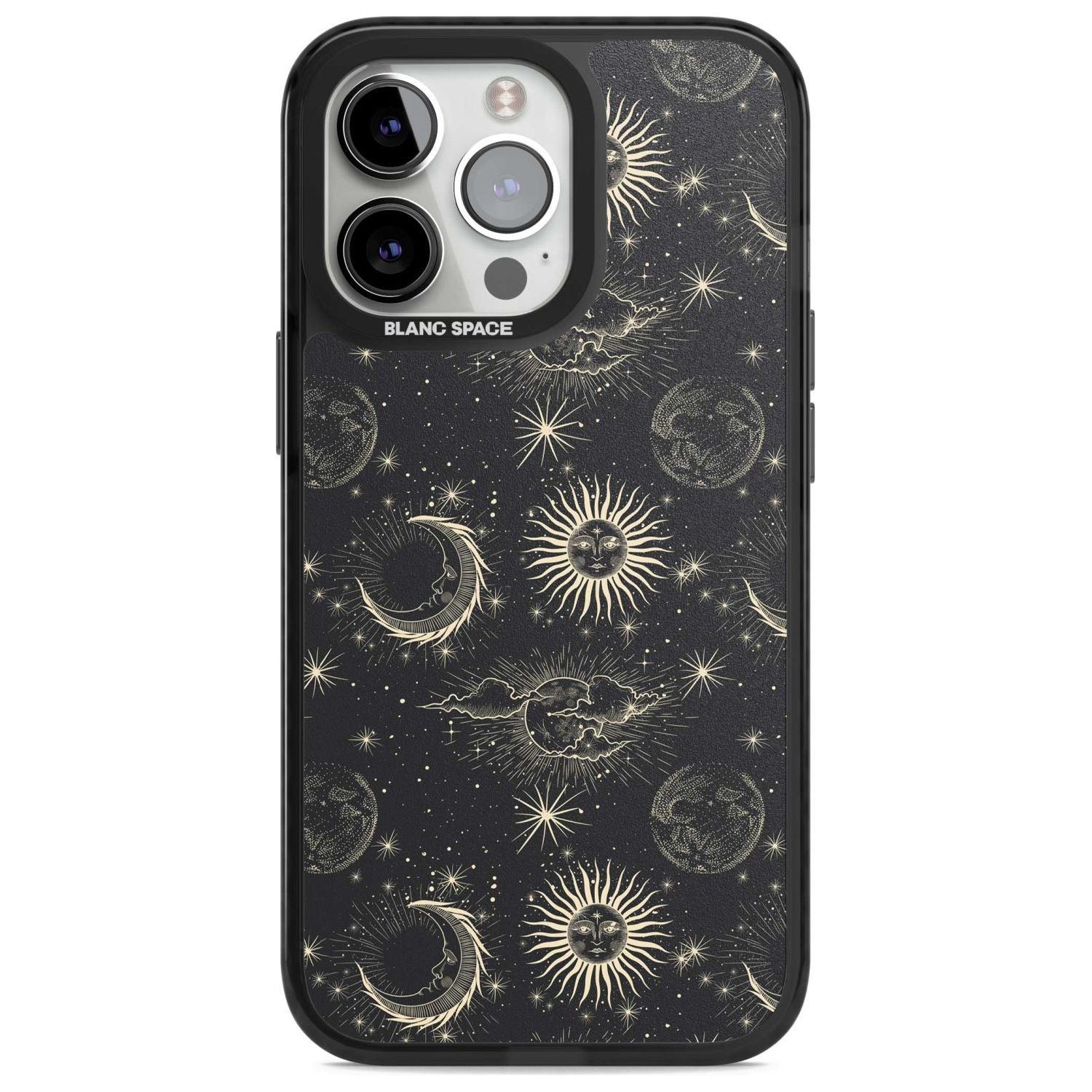 Large Suns, Moons & Clouds Astrological Phone Case iPhone 15 Pro Max / Magsafe Black Impact Case,iPhone 15 Pro / Magsafe Black Impact Case,iPhone 14 Pro Max / Magsafe Black Impact Case,iPhone 14 Pro / Magsafe Black Impact Case,iPhone 13 Pro / Magsafe Black Impact Case Blanc Space