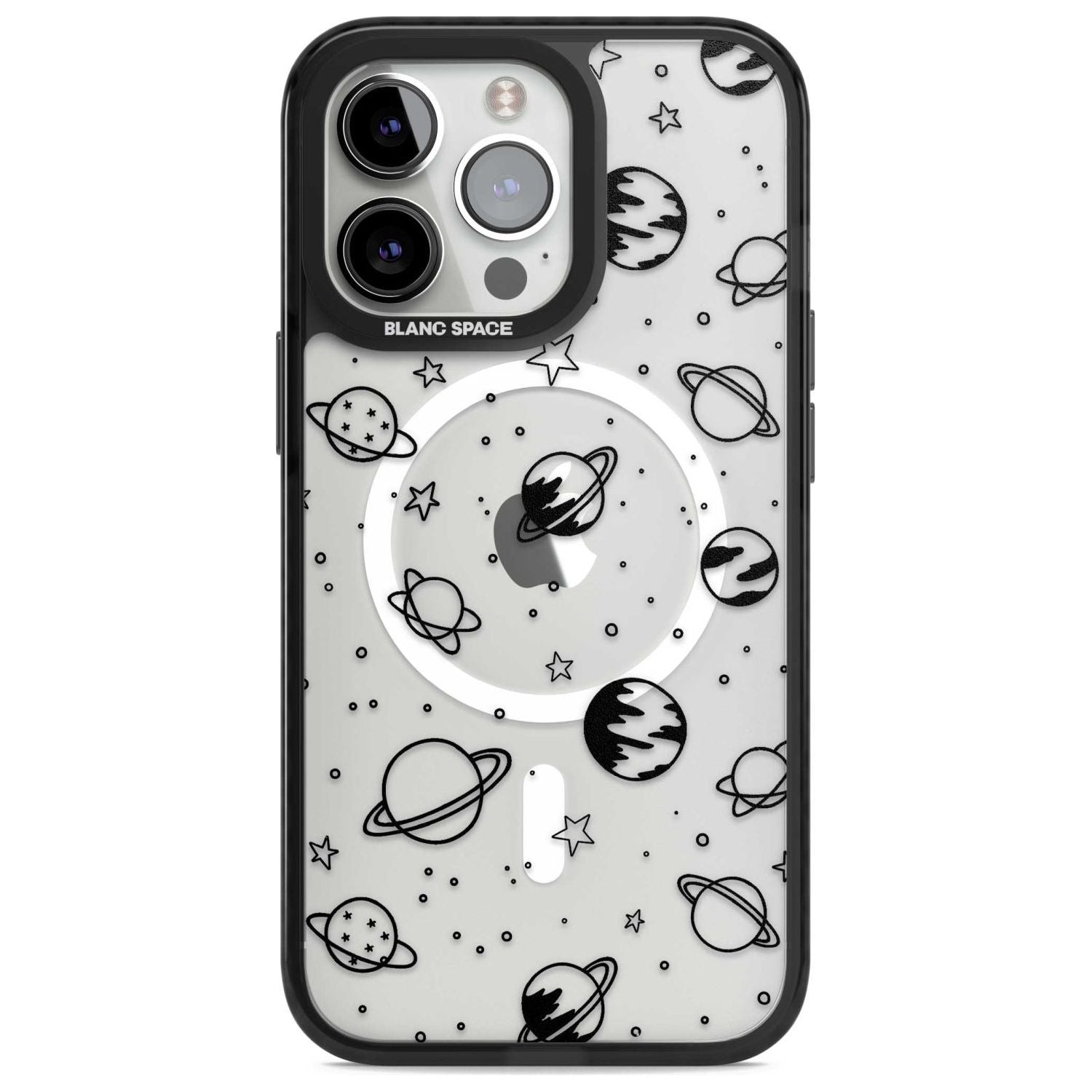 Cosmic Outer Space Design Black on Clear Phone Case iPhone 15 Pro Max / Magsafe Black Impact Case,iPhone 15 Pro / Magsafe Black Impact Case,iPhone 14 Pro Max / Magsafe Black Impact Case,iPhone 14 Pro / Magsafe Black Impact Case,iPhone 13 Pro / Magsafe Black Impact Case Blanc Space