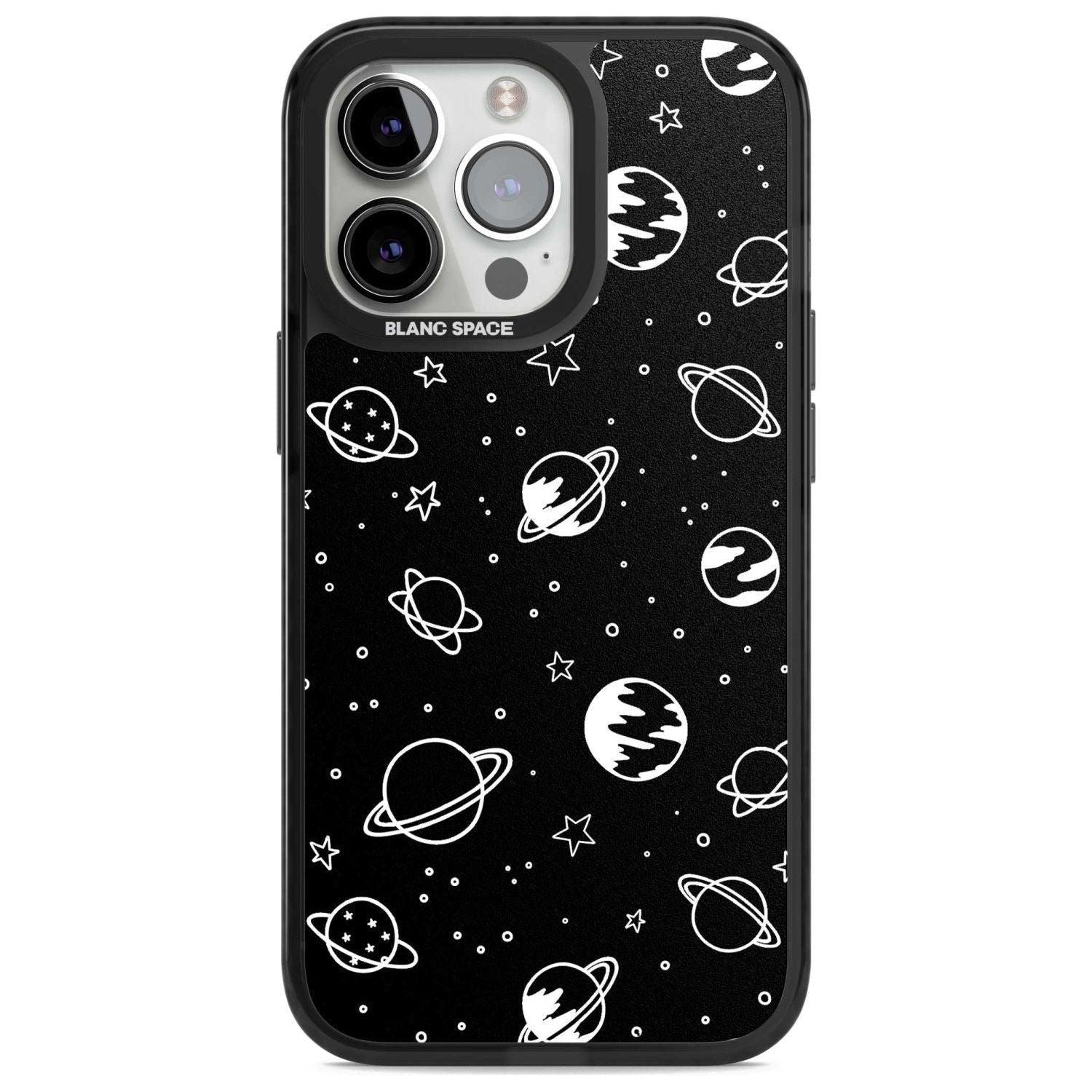 Cosmic Outer Space Design White on Black Phone Case iPhone 15 Pro Max / Magsafe Black Impact Case,iPhone 15 Pro / Magsafe Black Impact Case,iPhone 14 Pro Max / Magsafe Black Impact Case,iPhone 14 Pro / Magsafe Black Impact Case,iPhone 13 Pro / Magsafe Black Impact Case Blanc Space