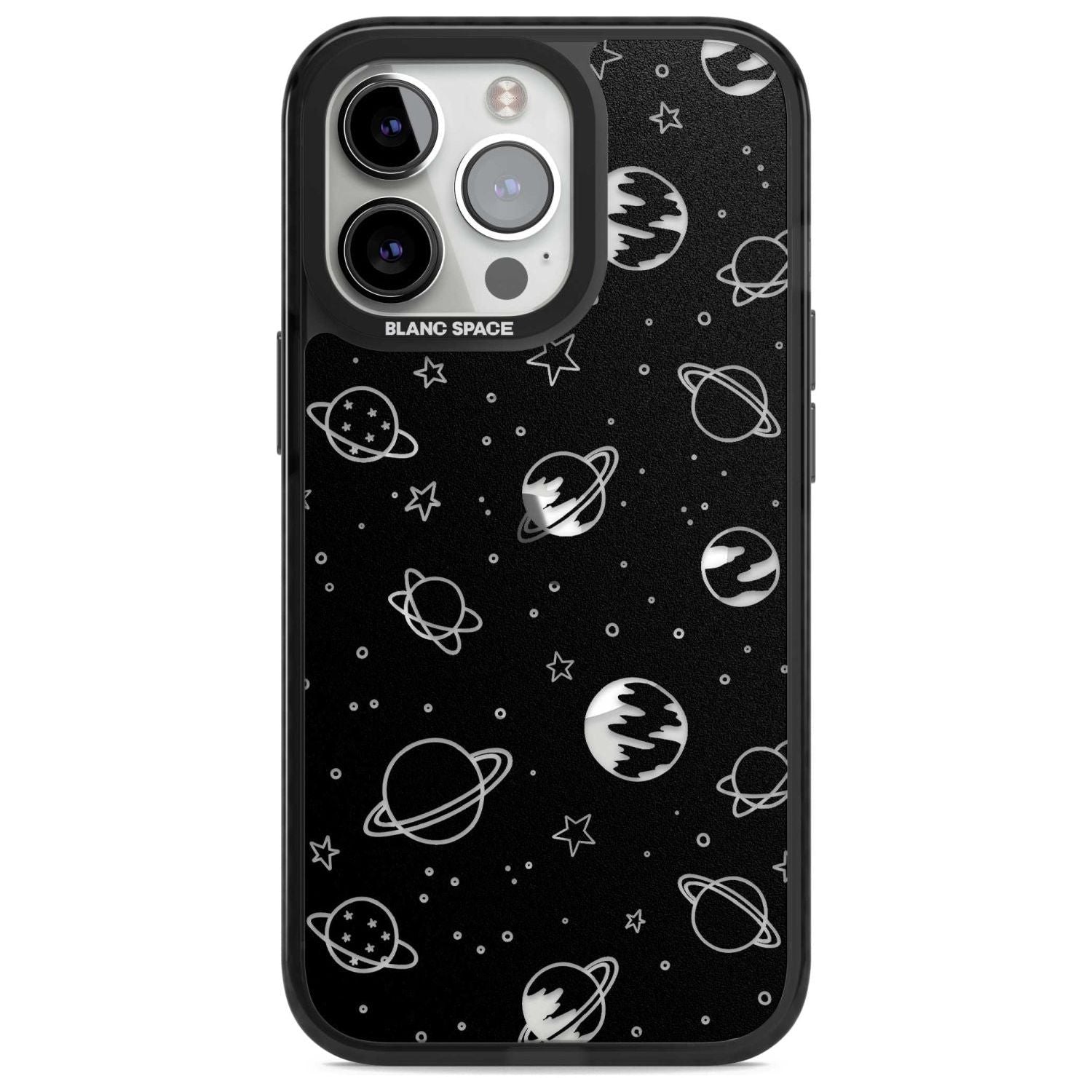 Cosmic Outer Space Design Clear on Black Phone Case iPhone 15 Pro Max / Magsafe Black Impact Case,iPhone 15 Pro / Magsafe Black Impact Case,iPhone 14 Pro Max / Magsafe Black Impact Case,iPhone 14 Pro / Magsafe Black Impact Case,iPhone 13 Pro / Magsafe Black Impact Case Blanc Space