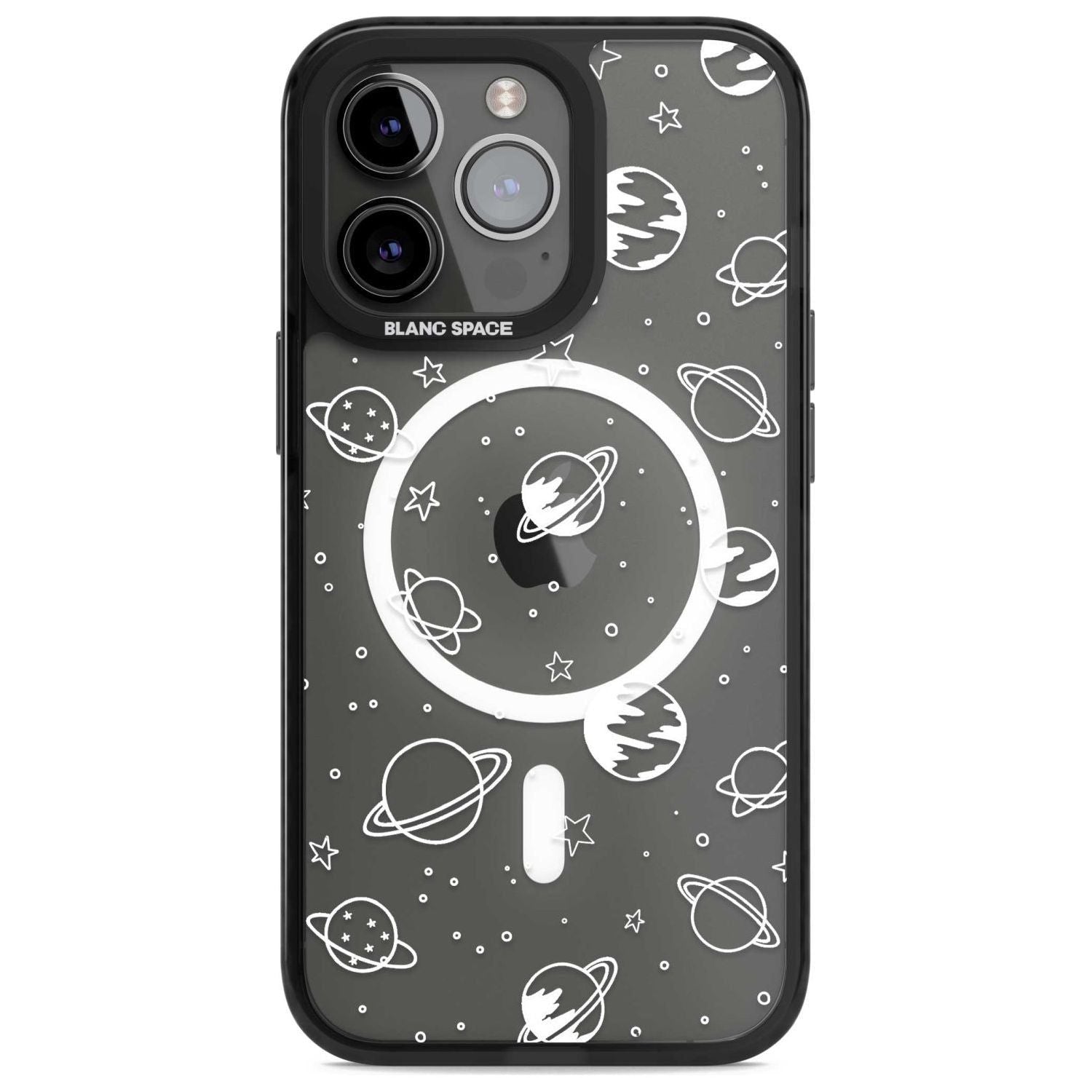 Cosmic Outer Space Design White on Clear Phone Case iPhone 15 Pro Max / Magsafe Black Impact Case,iPhone 15 Pro / Magsafe Black Impact Case,iPhone 14 Pro Max / Magsafe Black Impact Case,iPhone 14 Pro / Magsafe Black Impact Case,iPhone 13 Pro / Magsafe Black Impact Case Blanc Space