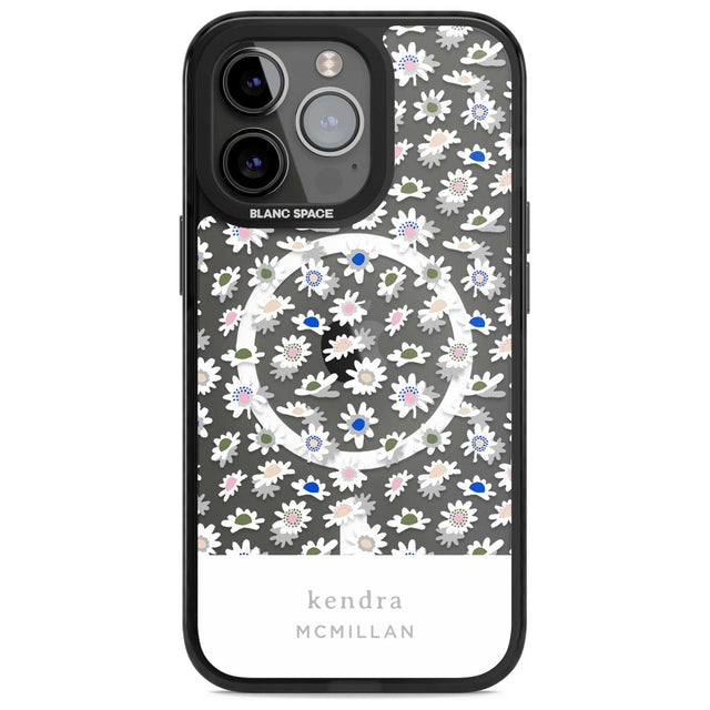 Personalised Grey & White Daisies Floral Design Custom Phone Case iPhone 15 Pro Max / Magsafe Black Impact Case,iPhone 15 Pro / Magsafe Black Impact Case,iPhone 14 Pro Max / Magsafe Black Impact Case,iPhone 14 Pro / Magsafe Black Impact Case,iPhone 13 Pro / Magsafe Black Impact Case Blanc Space