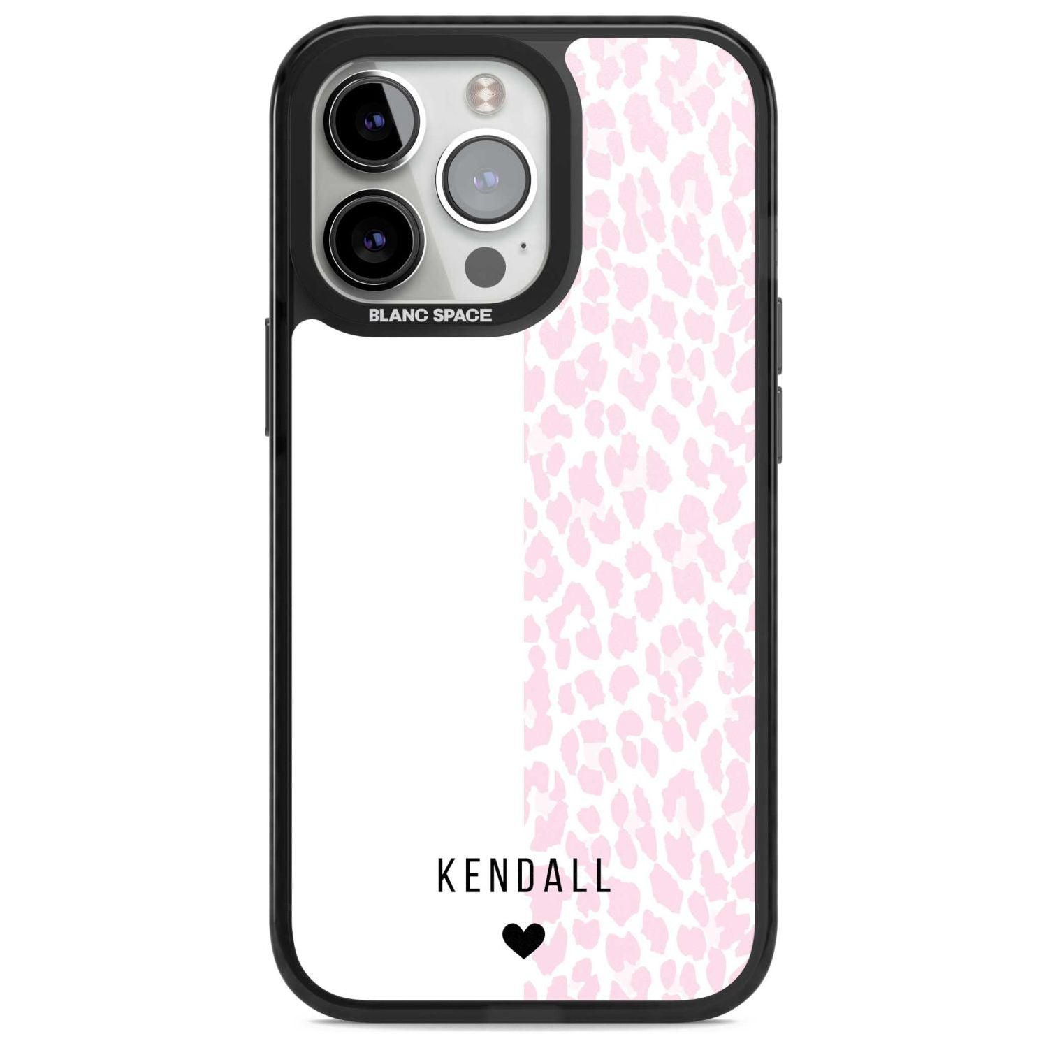 Personalised Pink & White Leopard Spots Custom Phone Case iPhone 15 Pro Max / Magsafe Black Impact Case,iPhone 15 Pro / Magsafe Black Impact Case,iPhone 14 Pro Max / Magsafe Black Impact Case,iPhone 14 Pro / Magsafe Black Impact Case,iPhone 13 Pro / Magsafe Black Impact Case Blanc Space