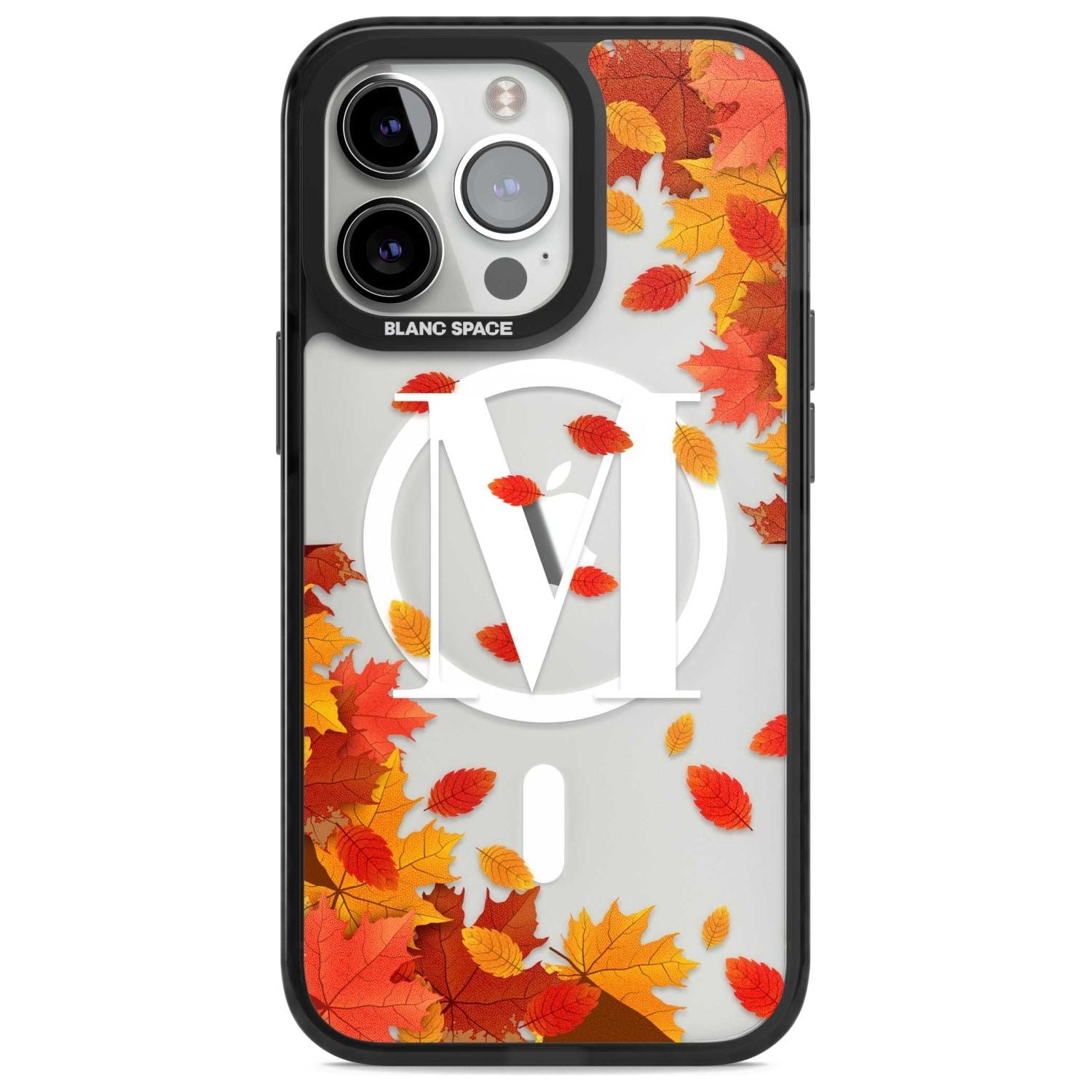 Personalised Monogram Autumn Leaves Custom Phone Case iPhone 15 Pro Max / Magsafe Black Impact Case,iPhone 15 Pro / Magsafe Black Impact Case,iPhone 14 Pro Max / Magsafe Black Impact Case,iPhone 14 Pro / Magsafe Black Impact Case,iPhone 13 Pro / Magsafe Black Impact Case Blanc Space