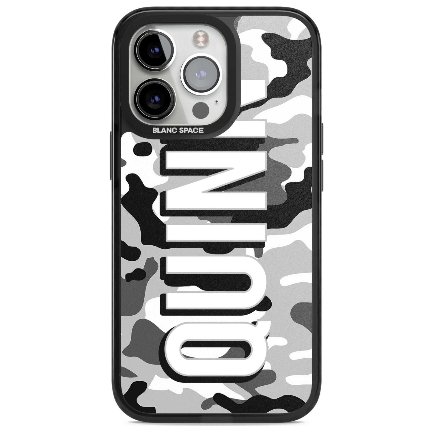 Personalised Greyscale Camo Custom Phone Case iPhone 15 Pro Max / Magsafe Black Impact Case,iPhone 15 Pro / Magsafe Black Impact Case,iPhone 14 Pro Max / Magsafe Black Impact Case,iPhone 14 Pro / Magsafe Black Impact Case,iPhone 13 Pro / Magsafe Black Impact Case Blanc Space