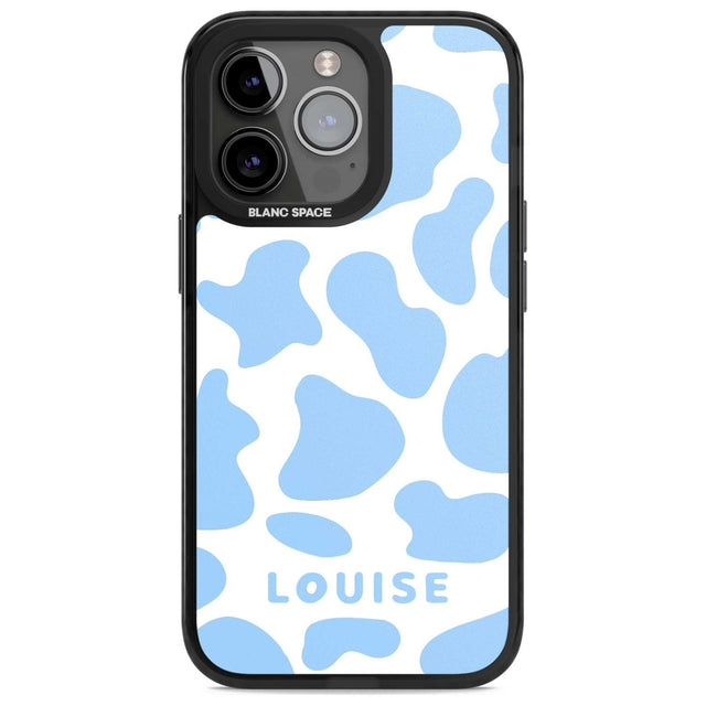 Personalised Blue and White Cow Print Custom Phone Case iPhone 15 Pro Max / Magsafe Black Impact Case,iPhone 15 Pro / Magsafe Black Impact Case,iPhone 14 Pro Max / Magsafe Black Impact Case,iPhone 14 Pro / Magsafe Black Impact Case,iPhone 13 Pro / Magsafe Black Impact Case Blanc Space