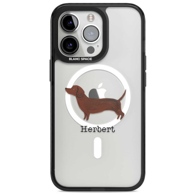 Personalised Hand Painted Sausage Dog Custom Phone Case iPhone 15 Pro Max / Magsafe Black Impact Case,iPhone 15 Pro / Magsafe Black Impact Case,iPhone 14 Pro Max / Magsafe Black Impact Case,iPhone 14 Pro / Magsafe Black Impact Case,iPhone 13 Pro / Magsafe Black Impact Case Blanc Space