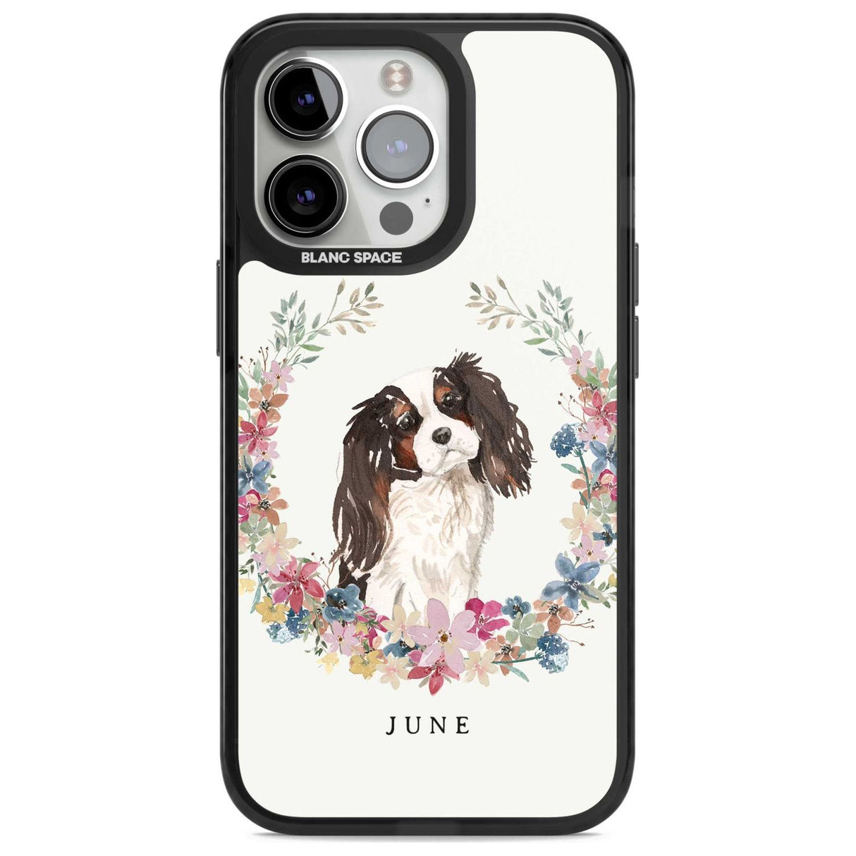Personalised Tri Coloured King Charles Watercolour Dog Portrait Custom Phone Case iPhone 15 Pro Max / Magsafe Black Impact Case,iPhone 15 Pro / Magsafe Black Impact Case,iPhone 14 Pro Max / Magsafe Black Impact Case,iPhone 14 Pro / Magsafe Black Impact Case,iPhone 13 Pro / Magsafe Black Impact Case Blanc Space