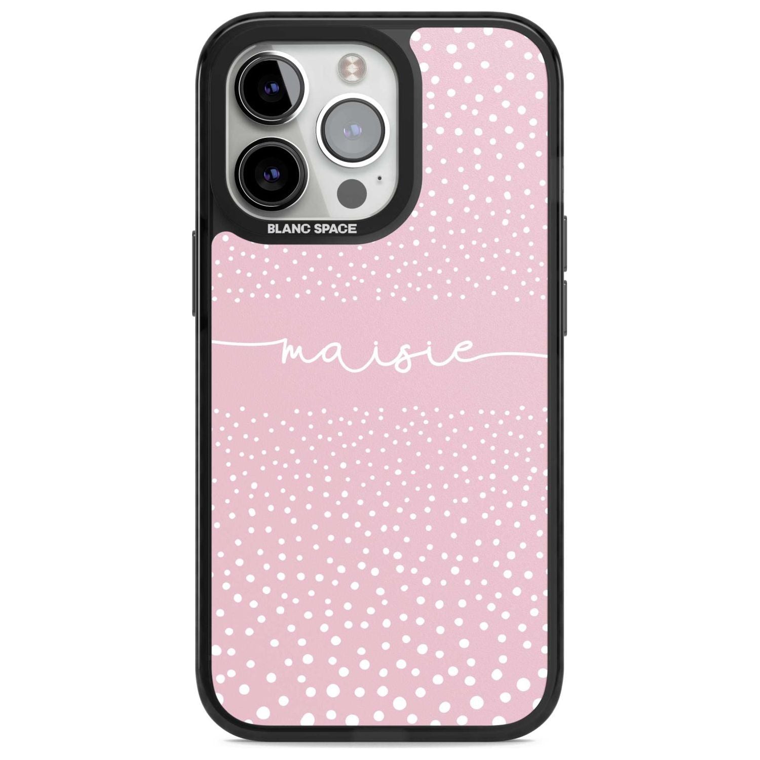 Personalised Pink Dots Custom Phone Case iPhone 15 Pro Max / Magsafe Black Impact Case,iPhone 15 Pro / Magsafe Black Impact Case,iPhone 14 Pro Max / Magsafe Black Impact Case,iPhone 14 Pro / Magsafe Black Impact Case,iPhone 13 Pro / Magsafe Black Impact Case Blanc Space