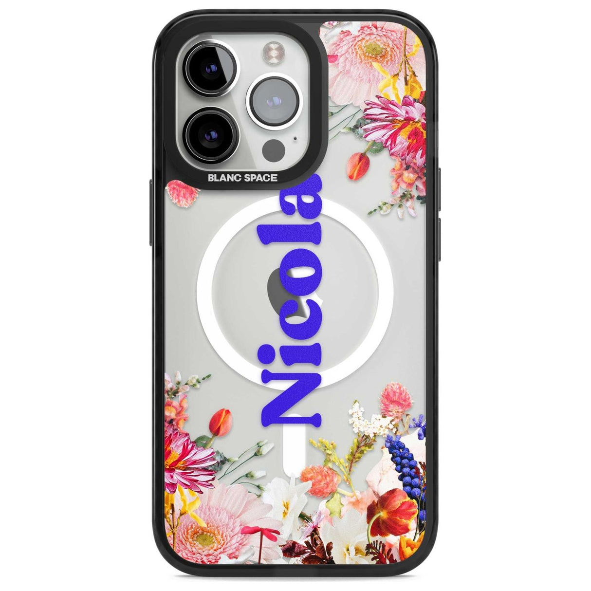 Personalised Text with Floral Borders Custom Phone Case iPhone 15 Pro Max / Magsafe Black Impact Case,iPhone 15 Pro / Magsafe Black Impact Case,iPhone 14 Pro Max / Magsafe Black Impact Case,iPhone 14 Pro / Magsafe Black Impact Case,iPhone 13 Pro / Magsafe Black Impact Case Blanc Space