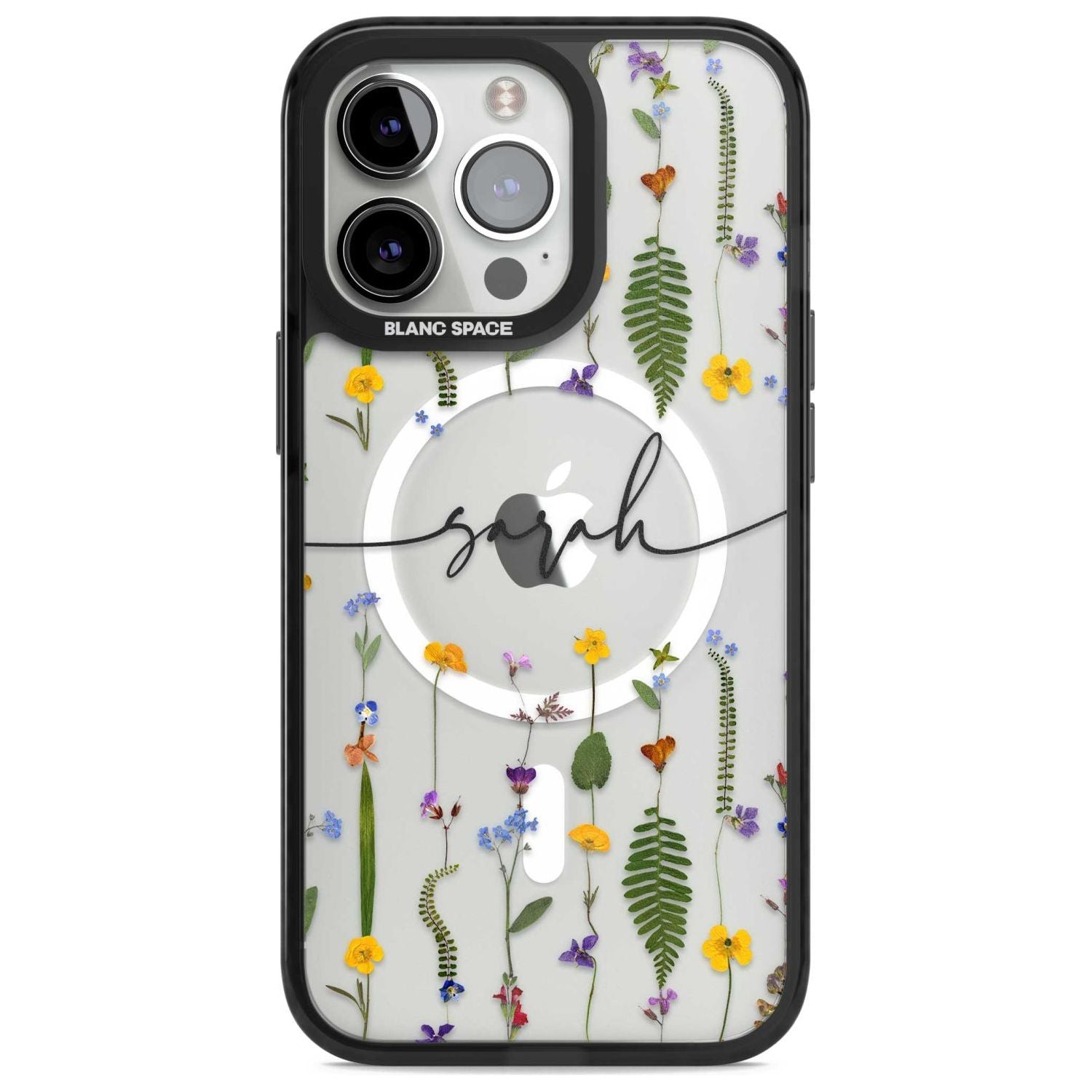 Personalised Wildflower Floral Custom Phone Case iPhone 15 Pro Max / Magsafe Black Impact Case,iPhone 15 Pro / Magsafe Black Impact Case,iPhone 14 Pro Max / Magsafe Black Impact Case,iPhone 14 Pro / Magsafe Black Impact Case,iPhone 13 Pro / Magsafe Black Impact Case Blanc Space