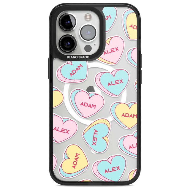 Personalised Text Love Hearts Custom Phone Case iPhone 15 Pro Max / Magsafe Black Impact Case,iPhone 15 Pro / Magsafe Black Impact Case,iPhone 14 Pro Max / Magsafe Black Impact Case,iPhone 14 Pro / Magsafe Black Impact Case,iPhone 13 Pro / Magsafe Black Impact Case Blanc Space