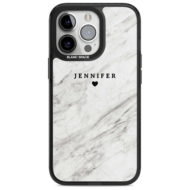Personalised Light Grey & White Marble Texture Custom Phone Case iPhone 15 Pro Max / Magsafe Black Impact Case,iPhone 15 Pro / Magsafe Black Impact Case,iPhone 14 Pro Max / Magsafe Black Impact Case,iPhone 14 Pro / Magsafe Black Impact Case,iPhone 13 Pro / Magsafe Black Impact Case Blanc Space