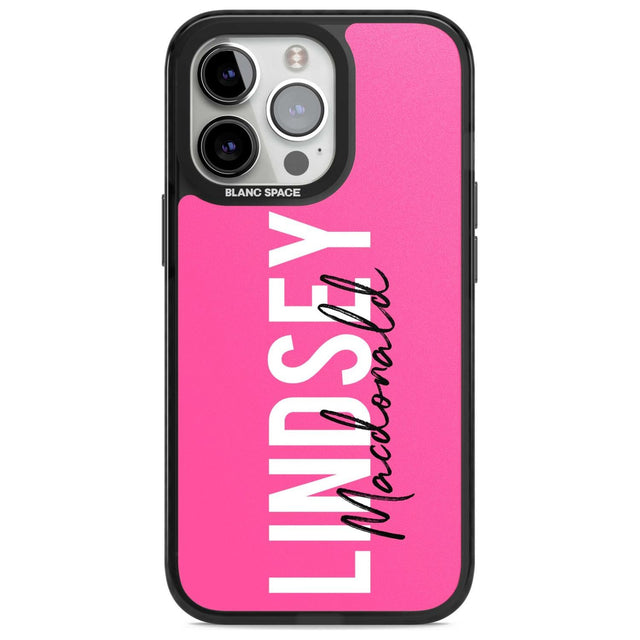 Personalised Bold Name: Pink Custom Phone Case iPhone 15 Pro Max / Magsafe Black Impact Case,iPhone 15 Pro / Magsafe Black Impact Case,iPhone 14 Pro Max / Magsafe Black Impact Case,iPhone 14 Pro / Magsafe Black Impact Case,iPhone 13 Pro / Magsafe Black Impact Case Blanc Space