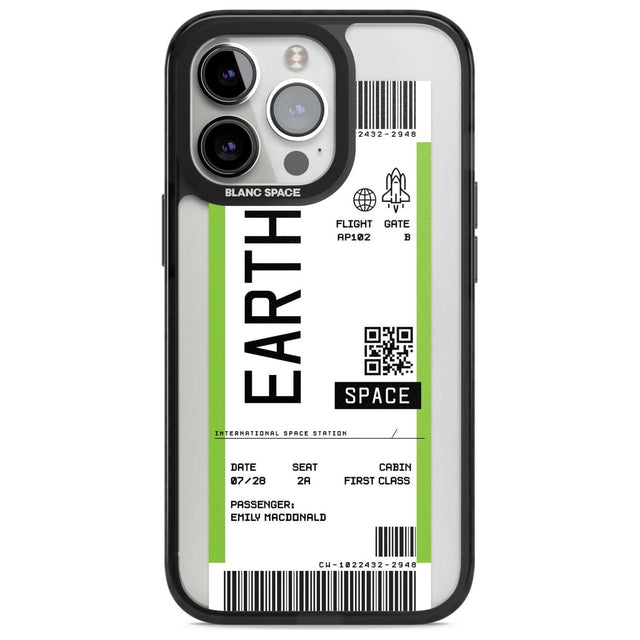 Personalised Earth Space Travel Ticket Custom Phone Case iPhone 15 Pro Max / Magsafe Black Impact Case,iPhone 15 Pro / Magsafe Black Impact Case,iPhone 14 Pro Max / Magsafe Black Impact Case,iPhone 14 Pro / Magsafe Black Impact Case,iPhone 13 Pro / Magsafe Black Impact Case Blanc Space