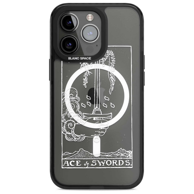 Personalised Ace of Swords Tarot Card - White Transparent Custom Phone Case iPhone 15 Pro Max / Magsafe Black Impact Case,iPhone 15 Pro / Magsafe Black Impact Case,iPhone 14 Pro Max / Magsafe Black Impact Case,iPhone 14 Pro / Magsafe Black Impact Case,iPhone 13 Pro / Magsafe Black Impact Case Blanc Space