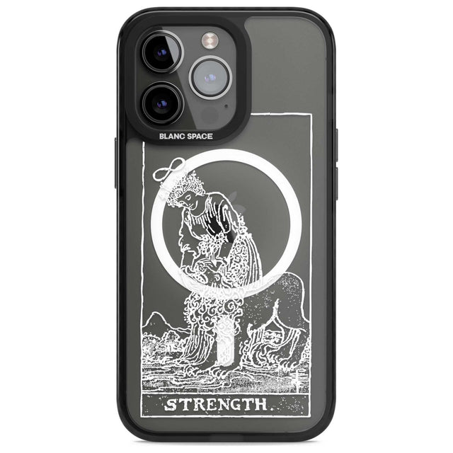 Personalised Strength Tarot Card - White Transparent Custom Phone Case iPhone 15 Pro Max / Magsafe Black Impact Case,iPhone 15 Pro / Magsafe Black Impact Case,iPhone 14 Pro Max / Magsafe Black Impact Case,iPhone 14 Pro / Magsafe Black Impact Case,iPhone 13 Pro / Magsafe Black Impact Case Blanc Space