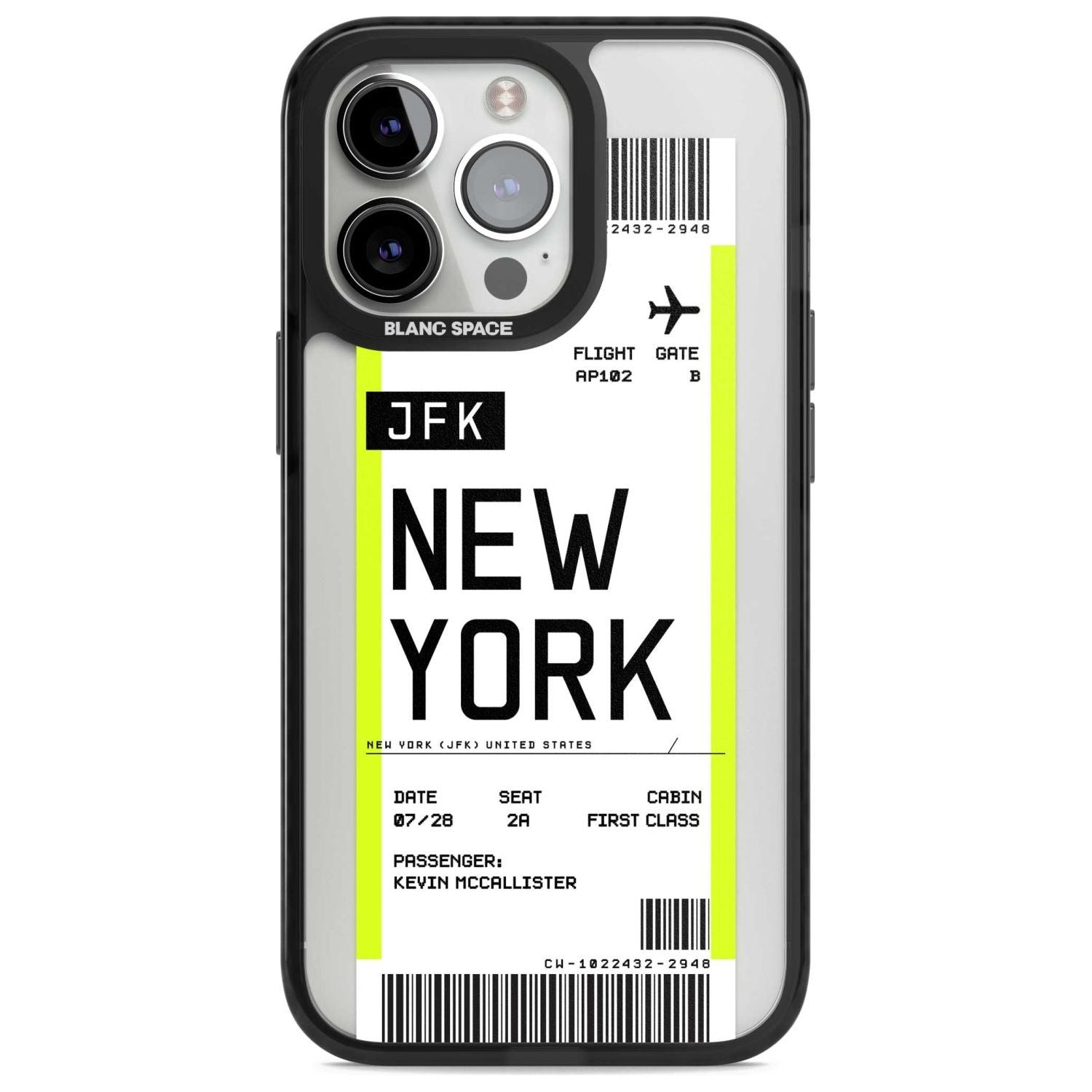 Personalised New York Boarding Pass Custom Phone Case iPhone 15 Pro Max / Magsafe Black Impact Case,iPhone 15 Pro / Magsafe Black Impact Case,iPhone 14 Pro Max / Magsafe Black Impact Case,iPhone 14 Pro / Magsafe Black Impact Case,iPhone 13 Pro / Magsafe Black Impact Case Blanc Space