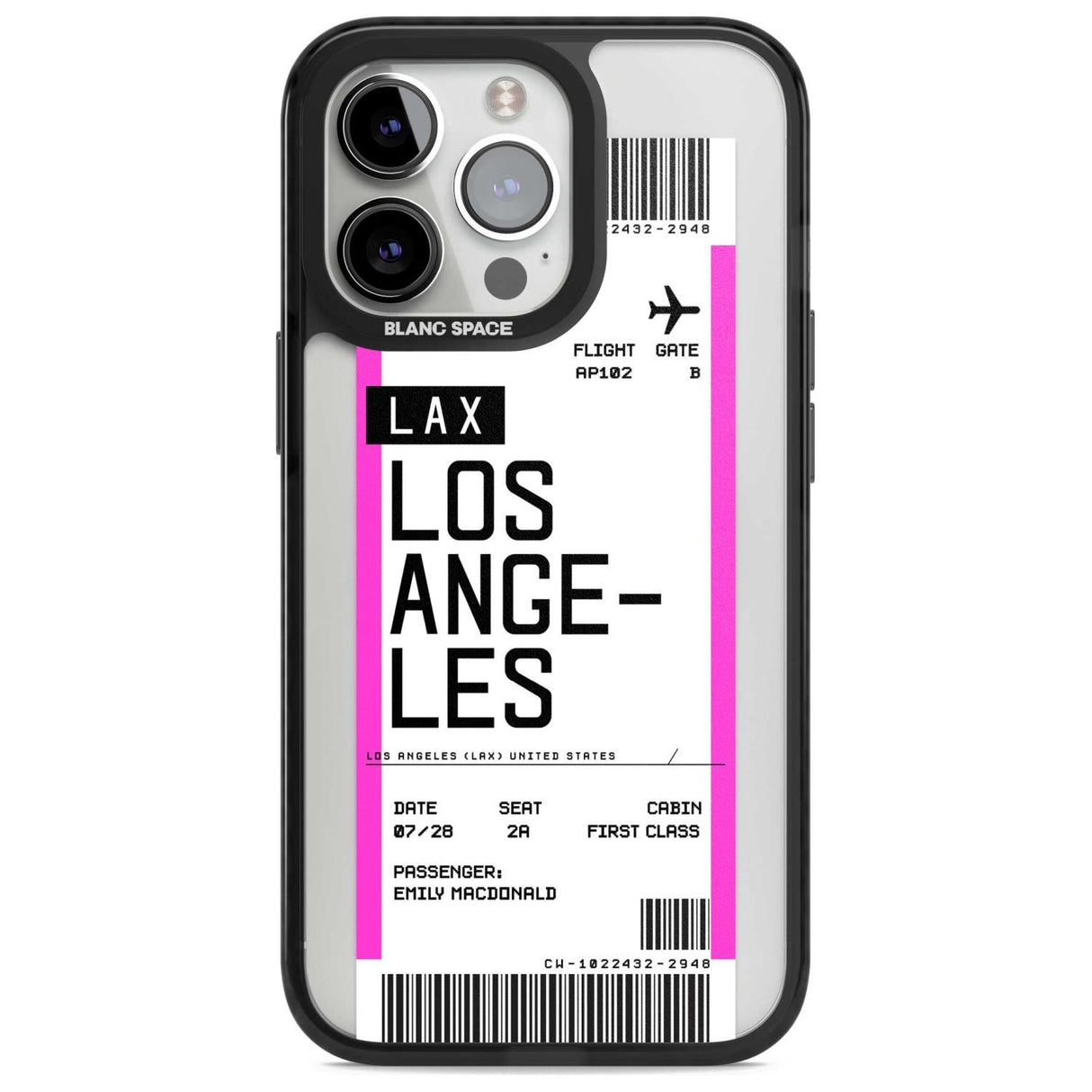 Personalised Los Angeles Boarding Pass Custom Phone Case iPhone 15 Pro Max / Magsafe Black Impact Case,iPhone 15 Pro / Magsafe Black Impact Case,iPhone 14 Pro Max / Magsafe Black Impact Case,iPhone 14 Pro / Magsafe Black Impact Case,iPhone 13 Pro / Magsafe Black Impact Case Blanc Space