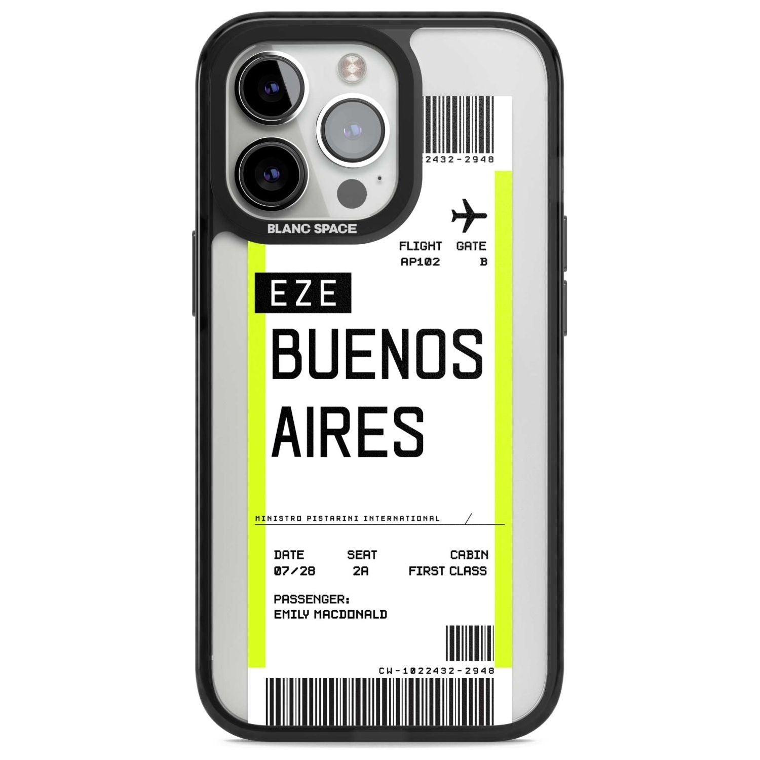 Personalised Buenos Aires Boarding Pass Custom Phone Case iPhone 15 Pro Max / Magsafe Black Impact Case,iPhone 15 Pro / Magsafe Black Impact Case,iPhone 14 Pro Max / Magsafe Black Impact Case,iPhone 14 Pro / Magsafe Black Impact Case,iPhone 13 Pro / Magsafe Black Impact Case Blanc Space