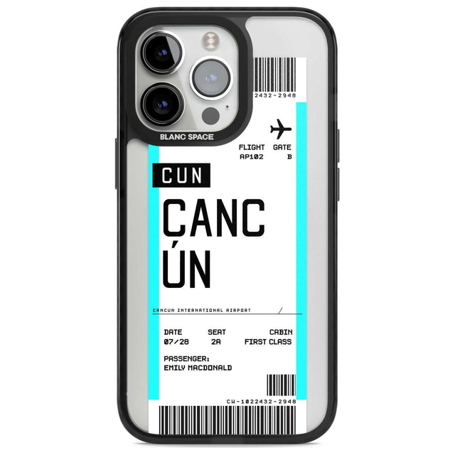 Personalised Cancún Boarding Pass Custom Phone Case iPhone 15 Pro Max / Magsafe Black Impact Case,iPhone 15 Pro / Magsafe Black Impact Case,iPhone 14 Pro Max / Magsafe Black Impact Case,iPhone 14 Pro / Magsafe Black Impact Case,iPhone 13 Pro / Magsafe Black Impact Case Blanc Space