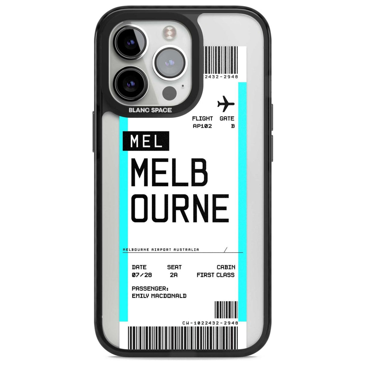 Personalised Melbourne Boarding Pass Custom Phone Case iPhone 15 Pro Max / Magsafe Black Impact Case,iPhone 15 Pro / Magsafe Black Impact Case,iPhone 14 Pro Max / Magsafe Black Impact Case,iPhone 14 Pro / Magsafe Black Impact Case,iPhone 13 Pro / Magsafe Black Impact Case Blanc Space