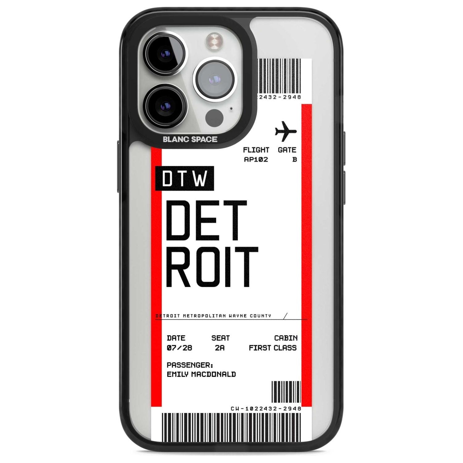 Personalised Detroit Boarding Pass Custom Phone Case iPhone 15 Pro Max / Magsafe Black Impact Case,iPhone 15 Pro / Magsafe Black Impact Case,iPhone 14 Pro Max / Magsafe Black Impact Case,iPhone 14 Pro / Magsafe Black Impact Case,iPhone 13 Pro / Magsafe Black Impact Case Blanc Space