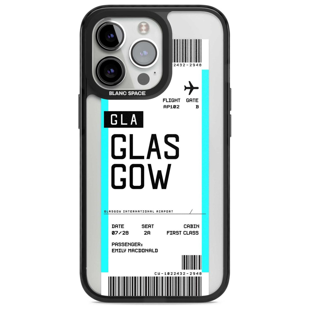 Personalised Glasgow Boarding Pass Custom Phone Case iPhone 15 Pro Max / Magsafe Black Impact Case,iPhone 15 Pro / Magsafe Black Impact Case,iPhone 14 Pro Max / Magsafe Black Impact Case,iPhone 14 Pro / Magsafe Black Impact Case,iPhone 13 Pro / Magsafe Black Impact Case Blanc Space