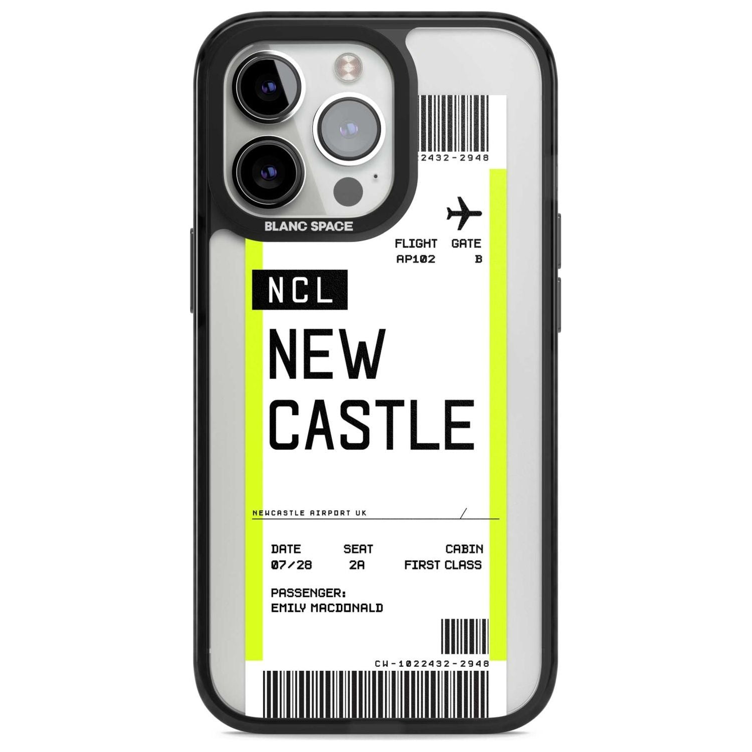 Personalised Newcastle Boarding Pass Custom Phone Case iPhone 15 Pro Max / Magsafe Black Impact Case,iPhone 15 Pro / Magsafe Black Impact Case,iPhone 14 Pro Max / Magsafe Black Impact Case,iPhone 14 Pro / Magsafe Black Impact Case,iPhone 13 Pro / Magsafe Black Impact Case Blanc Space