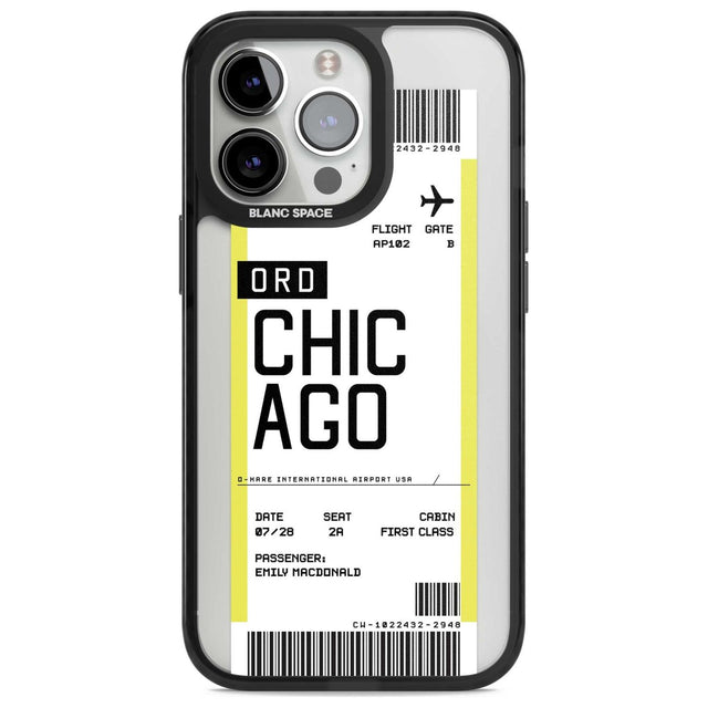 Personalised Chicago Boarding Pass Custom Phone Case iPhone 15 Pro Max / Magsafe Black Impact Case,iPhone 15 Pro / Magsafe Black Impact Case,iPhone 14 Pro Max / Magsafe Black Impact Case,iPhone 14 Pro / Magsafe Black Impact Case,iPhone 13 Pro / Magsafe Black Impact Case Blanc Space