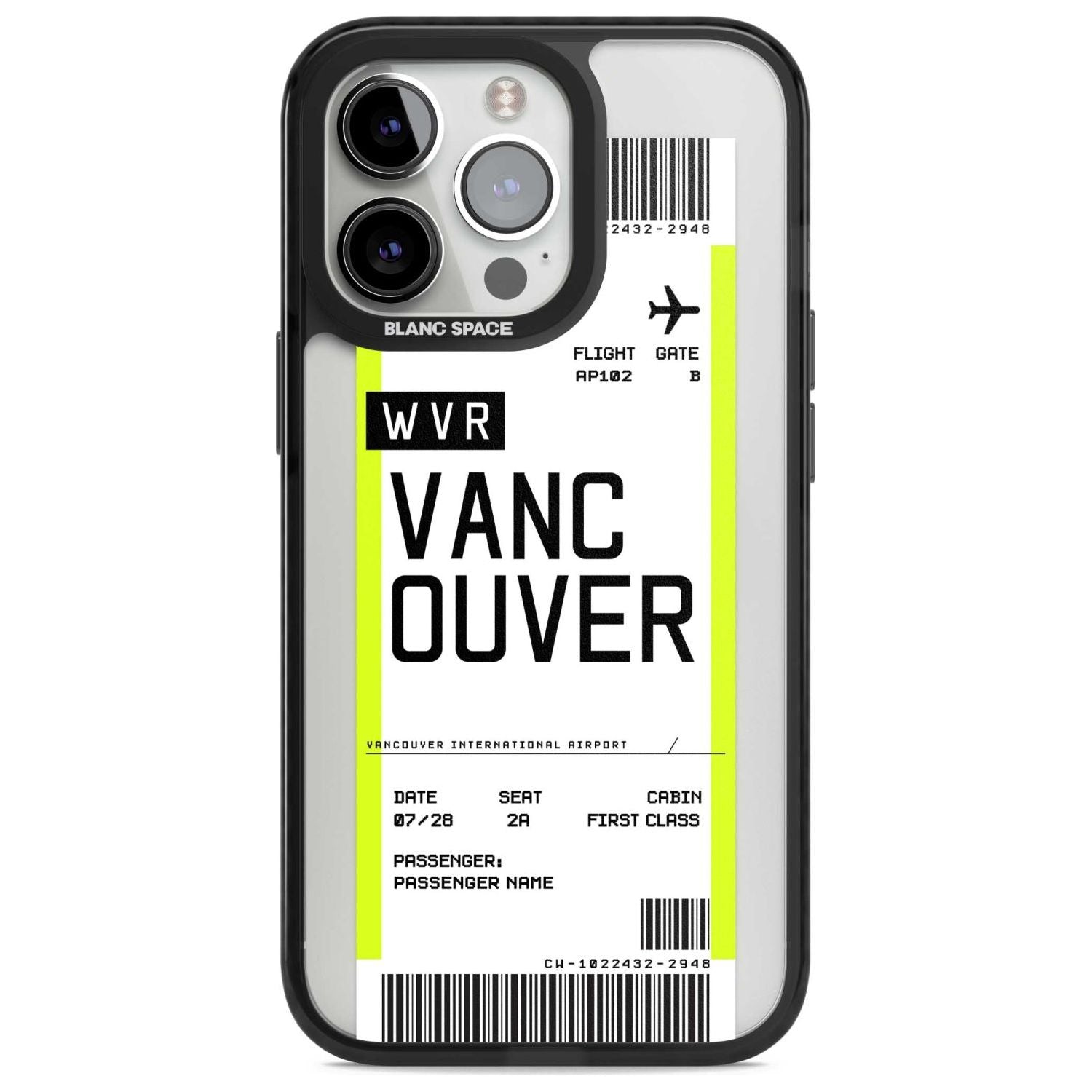 Personalised Vancouver Boarding Pass Custom Phone Case iPhone 15 Pro Max / Magsafe Black Impact Case,iPhone 15 Pro / Magsafe Black Impact Case,iPhone 14 Pro Max / Magsafe Black Impact Case,iPhone 14 Pro / Magsafe Black Impact Case,iPhone 13 Pro / Magsafe Black Impact Case Blanc Space