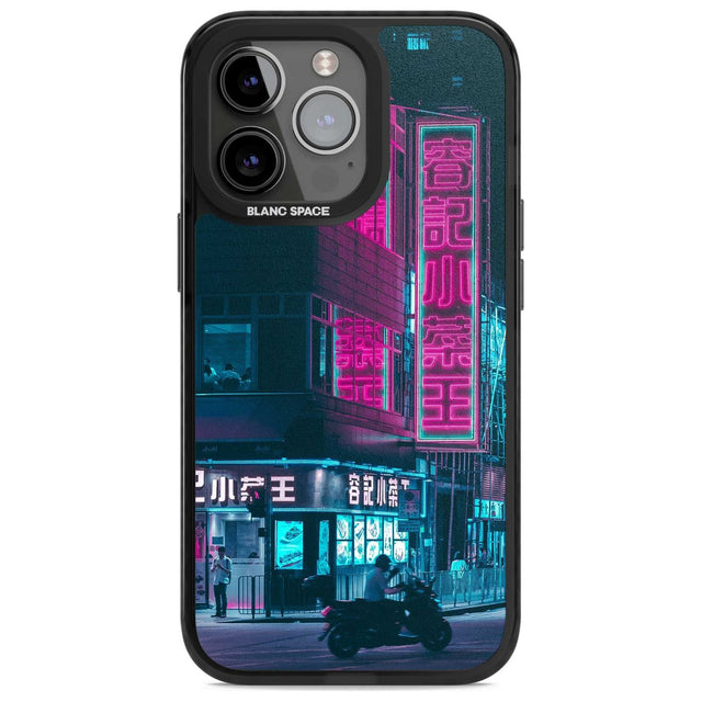 Motorcylist & Signs - Neon Cities Photographs Phone Case iPhone 15 Pro Max / Magsafe Black Impact Case,iPhone 15 Pro / Magsafe Black Impact Case,iPhone 14 Pro Max / Magsafe Black Impact Case,iPhone 14 Pro / Magsafe Black Impact Case,iPhone 13 Pro / Magsafe Black Impact Case Blanc Space