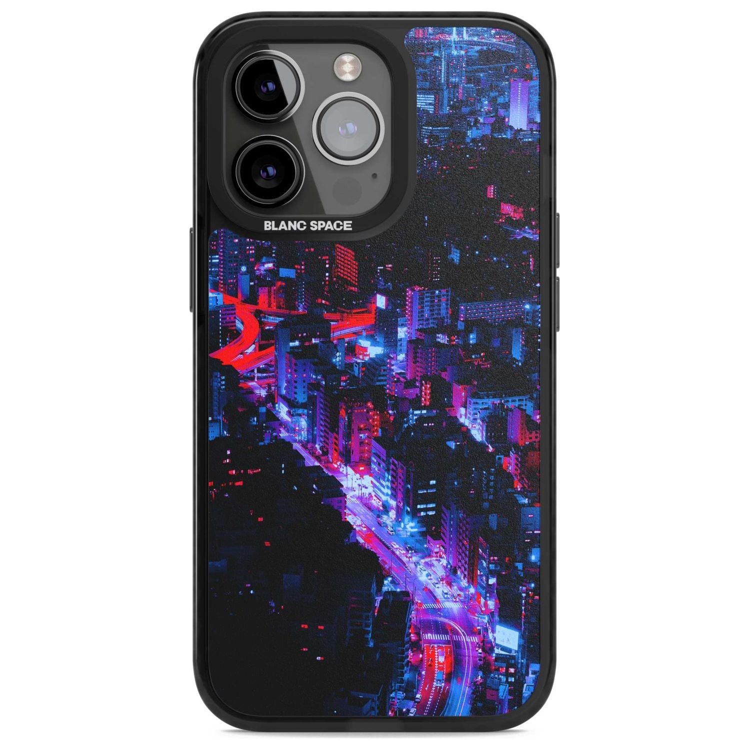 Arial City View - Neon Cities Photographs Phone Case iPhone 15 Pro Max / Magsafe Black Impact Case,iPhone 15 Pro / Magsafe Black Impact Case,iPhone 14 Pro Max / Magsafe Black Impact Case,iPhone 14 Pro / Magsafe Black Impact Case,iPhone 13 Pro / Magsafe Black Impact Case Blanc Space