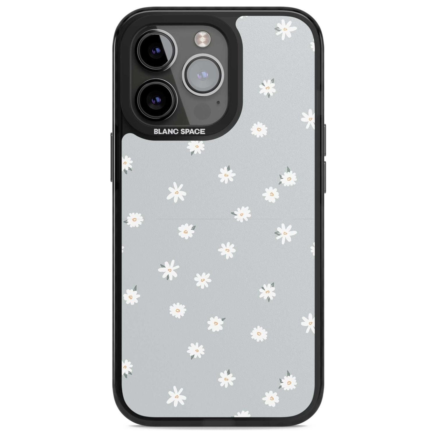 Painted Daisy Blue-Grey Cute Phone Case iPhone 15 Pro Max / Magsafe Black Impact Case,iPhone 15 Pro / Magsafe Black Impact Case,iPhone 14 Pro Max / Magsafe Black Impact Case,iPhone 14 Pro / Magsafe Black Impact Case,iPhone 13 Pro / Magsafe Black Impact Case Blanc Space